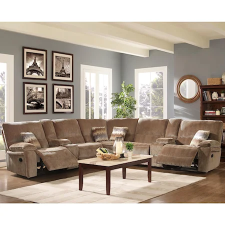 Casual 5 Seat Sectional with Two Storage Consoles